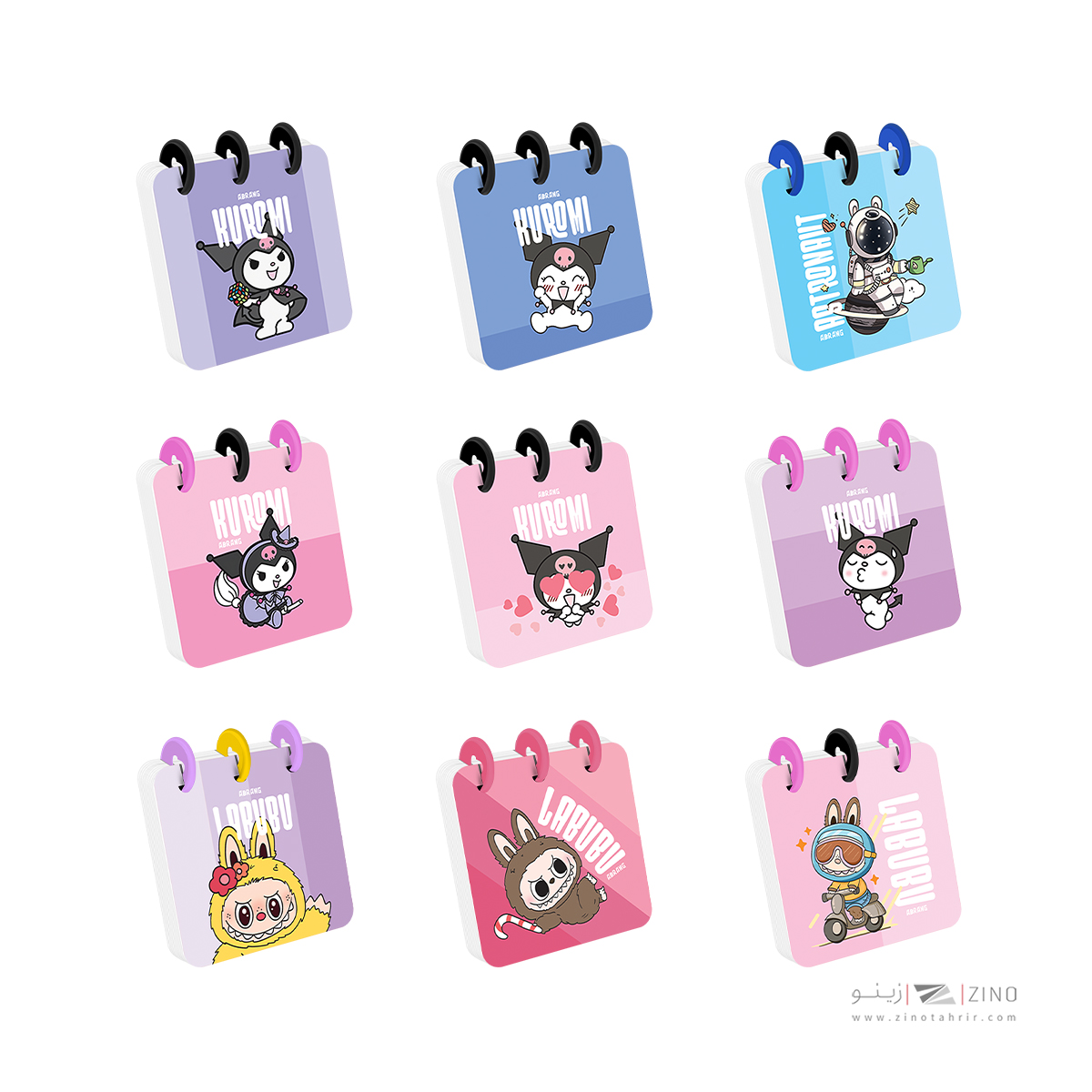 دفتریادداشت100برگ8*8دکمه ای آبرنگ کد A011